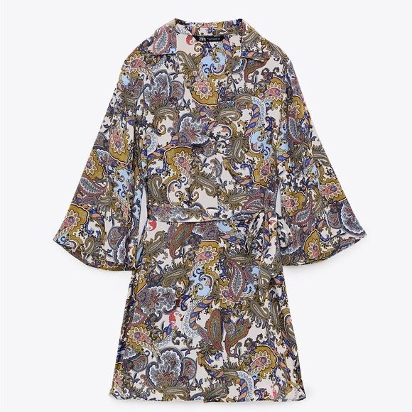 ZARA Printed Shirt Dress New Large - Picture 2 of 5